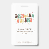 Dancing Queens Retro Bachelorette Bridesmaid Ausweis (Rückseite)