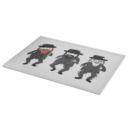 Dancing Rabbis Jewish Glass Challah Board Schneidebrett (Ecke)