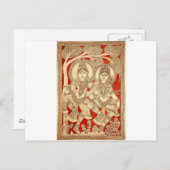 DANCING RADHA KRISHNA KALAMKARI ART OF INDIA POSTKARTE (Vorne/Hinten)