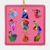 Dancing Rainbow Princesses populär rosa Keramikornament (Vorderseite)