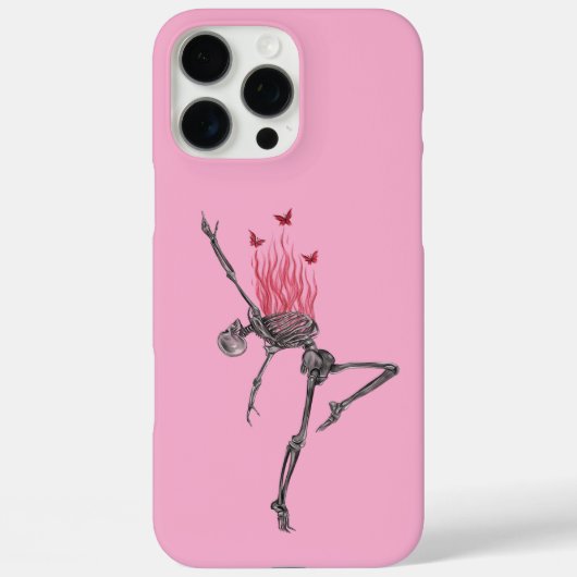 Dancing Red Fire Flames Skeleton Illustration Pink Case-Mate iPhone Hülle (Rückseite)