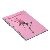 Dancing Red Fire Flames Skeleton Illustration Pink Notizblock (Rechte Seite)