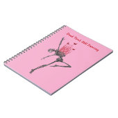 Dancing Red Fire Flames Skeleton Illustration Pink Notizblock (Linke Seite)