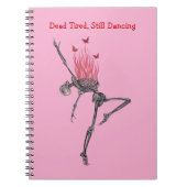 Dancing Red Fire Flames Skeleton Illustration Pink Notizblock (Vorderseite)