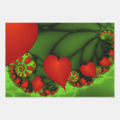 Dancing Red Hearts Modernes Abstraktes Fraktal Kun Geschenkpapier Set (Vorderseite)