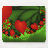 Dancing Red Hearts Modernes Abstraktes Fraktal Kun Mousepad (Vorne)