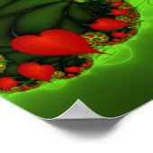 Dancing Red Hearts Modernes Abstraktes Fraktal Kun Poster (Ecke)