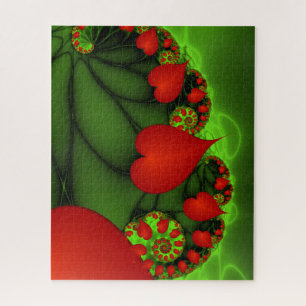 Dancing Red Hearts Modernes Abstraktes Fraktal Kun Puzzle