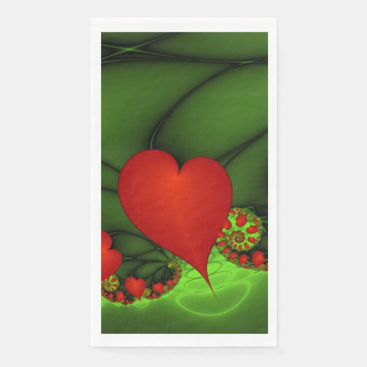 Dancing Red Hearts Modernes Abstraktes Fraktal Kun Serviette (Vorderseite)