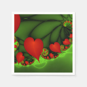 Dancing Red Hearts Modernes Abstraktes Fraktal Kun Serviette
