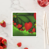 Dancing Red Hearts Modernes Abstraktes Fraktal Kun Serviette (Beispiel)