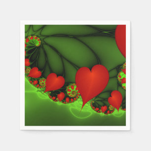 Dancing Red Hearts Modernes Abstraktes Fraktal Kun Serviette