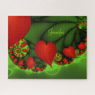 Dancing Red Hearts Modernes Abstraktes Fraktal Nam Puzzle