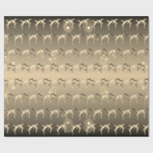 Dancing Reindeer Bale Bronze Geschenkpapier (Flach)