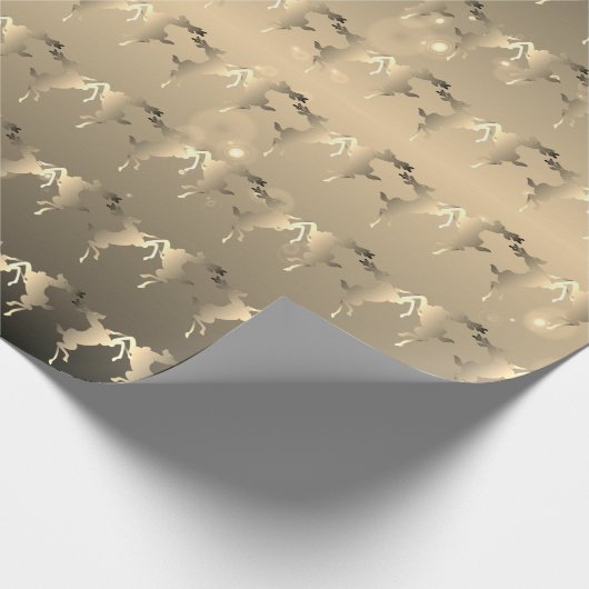 Dancing Reindeer Bale Bronze Geschenkpapier (Ecke)