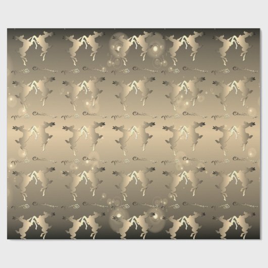 Dancing Reindeer Bronze "Frohe Weihnachten" Geschenkpapier (Flach)