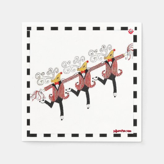 Dancing Reindeer Cocktail Napkins Serviette (Vorderseite)