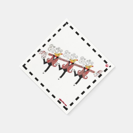Dancing Reindeer Cocktail Napkins Serviette (Ecke)