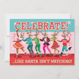 Dancing Reindeer Conga Weihnachtsfeierliche Party Einladung
