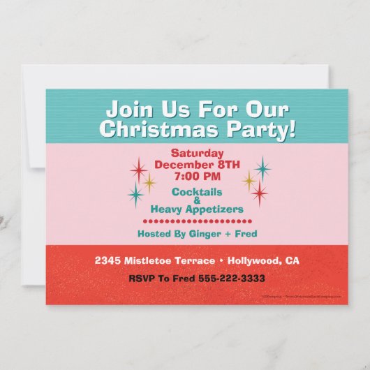 Dancing Reindeer Conga Weihnachtsfeierliche Party Einladung (Rückseite)