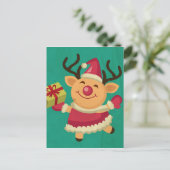Dancing Reindeer Postcard Postkarte (Stehend Vorderseite)