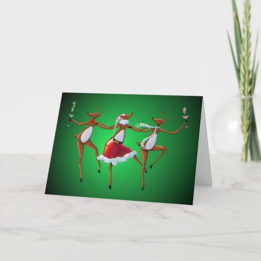 DANCING REINDEY von SHARON SHARPE Feiertagskarte (Vorderseite)