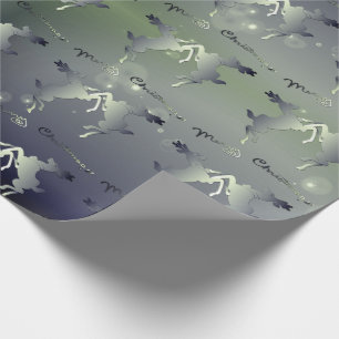 Dancing Rentier Silvery "Frohe Weihnachten" Geschenkpapier