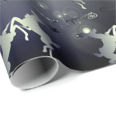 Dancing Rentier Silvery "Frohe Weihnachten" Geschenkpapier (Rolleneckpunkt)