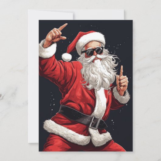 Dancing Rocker Santa Feiertagskarte (Vorderseite)