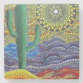 Dancing Saguaro - Wüstenlandschaft Steinuntersetzer (Vorderseite)
