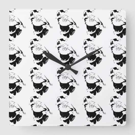 "DANCING SANTA" CHRISTMAS CLOCK QUADRATISCHE WANDUHR (Vorderseite)