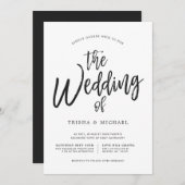 Dancing Script Black|White Wedding Einladung (Vorne/Hinten)