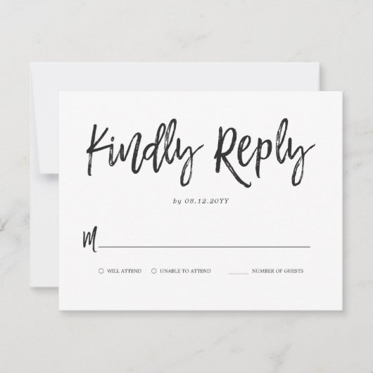 Dancing Script Wedding Minimal Repair Card RSVP Karte (Vorderseite)