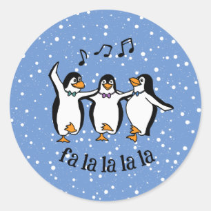 Dancing Singing Pinguine Design Runder Aufkleber