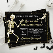 Dancing Skeleton Black Gold Halloween-Party Einladung