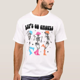 Dancing Skeleton Cowboy Let's Go Ghouls Western T-Shirt
