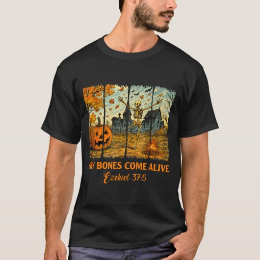 Dancing Skeleton Dry Bones Come Alive Christian Ha T-Shirt (Vorderseite)