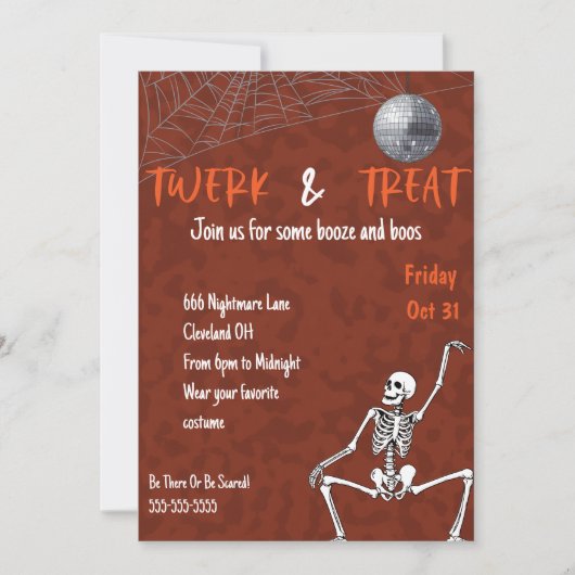 Dancing Skeleton Erwachsene Halloween-Party Einladung (Vorderseite)