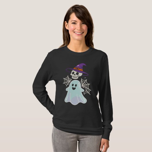 Dancing Skeleton Funny Halloween Skull T - Shirt (Vorne ganz)