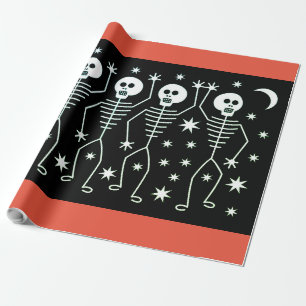DANCING SKELETON HALLOWEEN Wrapping Paper Geschenkpapier