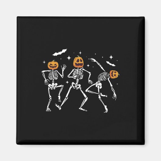Dancing Skeleton Pumpkin Halloween Magnet (Vorne)