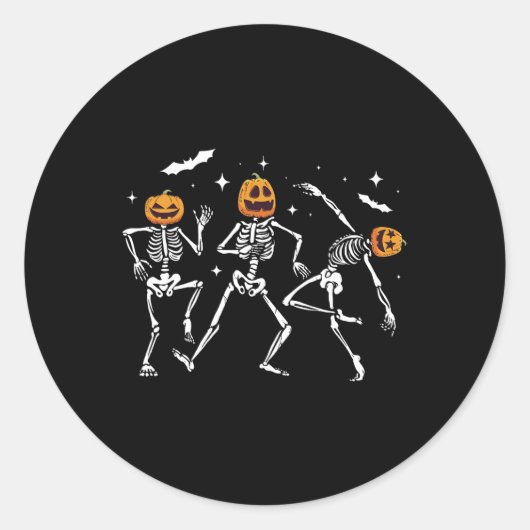 Dancing Skeleton Pumpkin Halloween Runder Aufkleber (Vorderseite)