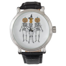 Dancing Skeleton Pumpkin Head Funny Halloween Armbanduhr
