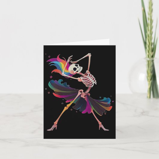 Dancing Skeleton Rainbow Llerina Halloween Karte (Vorderseite)