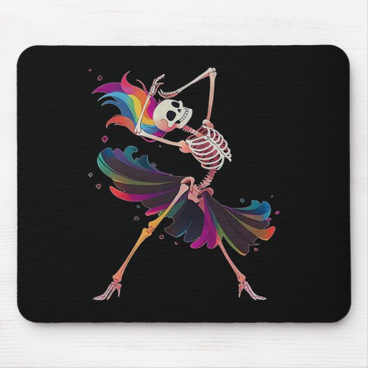 Dancing Skeleton Rainbow Llerina Halloween Mousepad (Vorne)