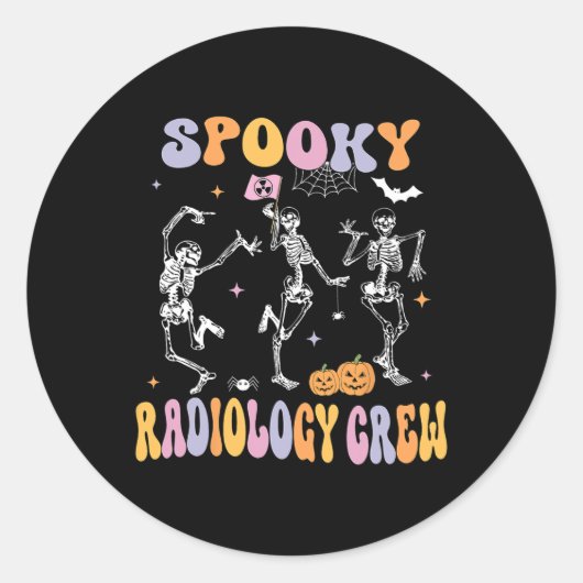 Dancing Skeleton Spooky Radiology Crew Röntgen Tec Runder Aufkleber (Vorderseite)