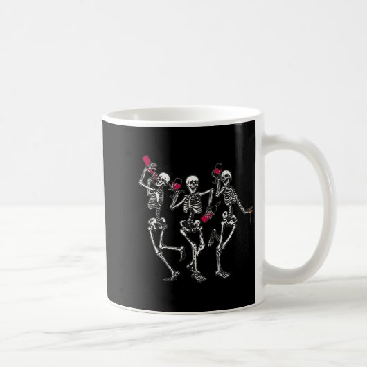 Dancing Skeletons Drinking Wine Lover Funny Hallow Kaffeetasse (Rechts)