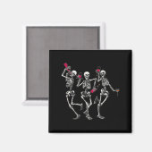 Dancing Skeletons Drinking Wine Lover Funny Hallow Magnet (Vorderseite/Rückseite)