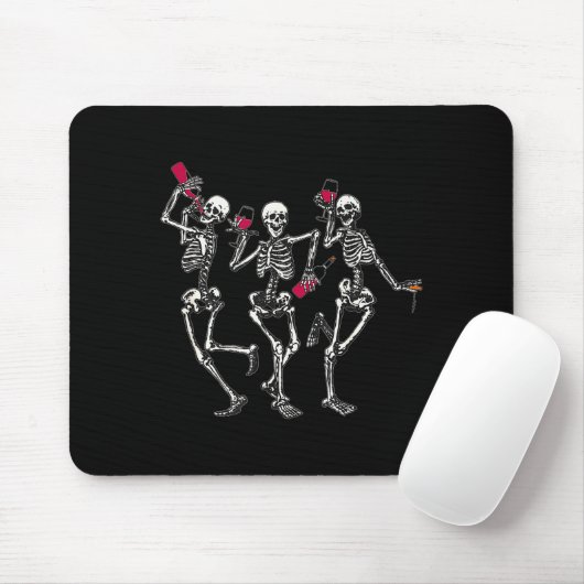 Dancing Skeletons Drinking Wine Lover Funny Hallow Mousepad (Mit Mouse)