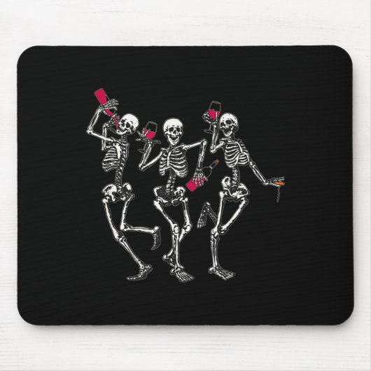 Dancing Skeletons Drinking Wine Lover Funny Hallow Mousepad (Vorne)